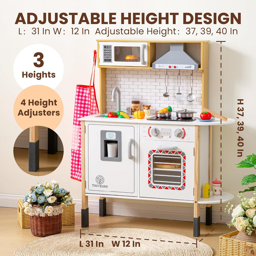 Play Kitchen for Kids - Toy Kitchen Set for Toddlers with Realistic Lights and Sounds. Kids Kitchen Playset with Abundant Toy Food Set