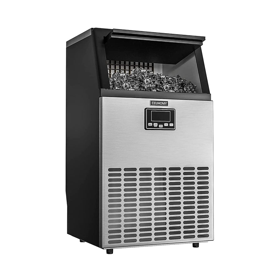 Euhomy Commercial Ice Machine. 2 Way Water Supply 100lbs/24H Stainless Steel Under Counter ice Machine with 33lbs Capacity