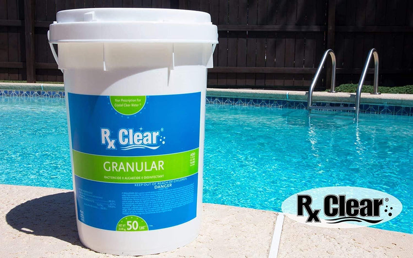 Clear Stabilized Granular Chlorine | One 50-Pound Bucket | Use As Bactericide. Algaecide. and Disinfectant in Swimming Pools and Spas | Fast Dissolving and UV Protected