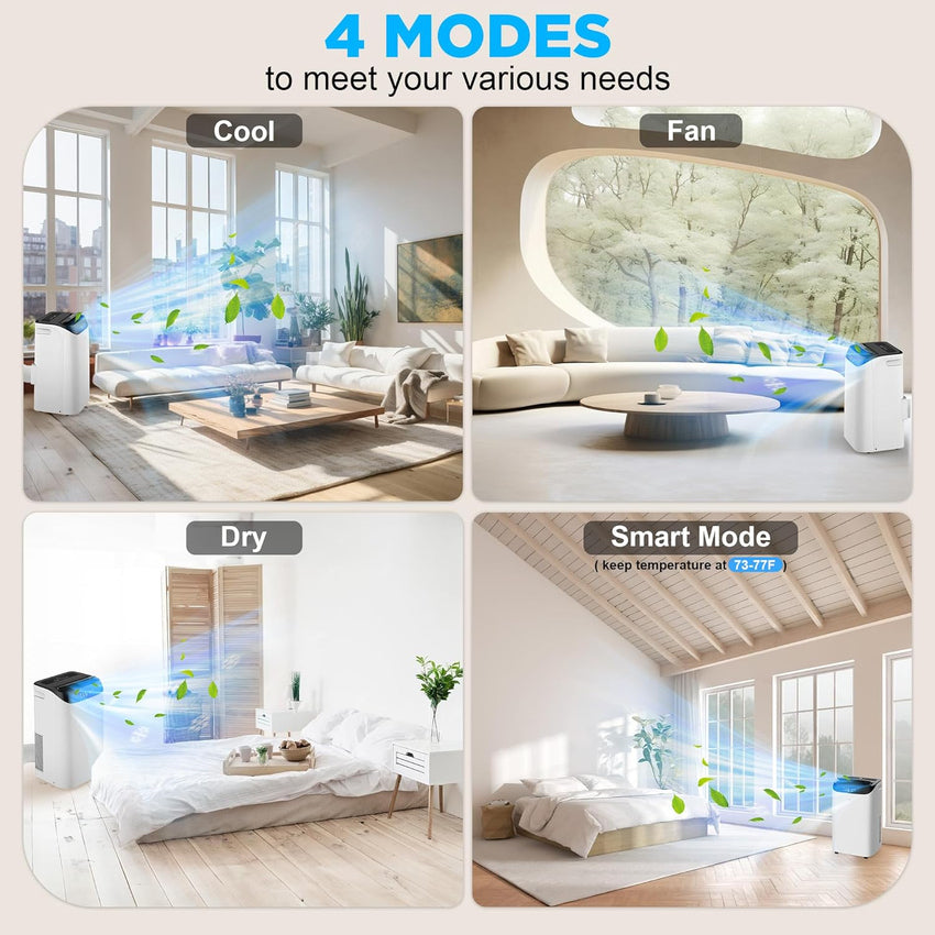 Portable Air Conditioners with Remote Control. 3-in-1 Free Standing Cooling AC Unit with Fan & Dehumidifier. Cools Room up to 700 sq.ft. Smart/Sleep Mode.3 Speed.Auto Swing.24H Timer