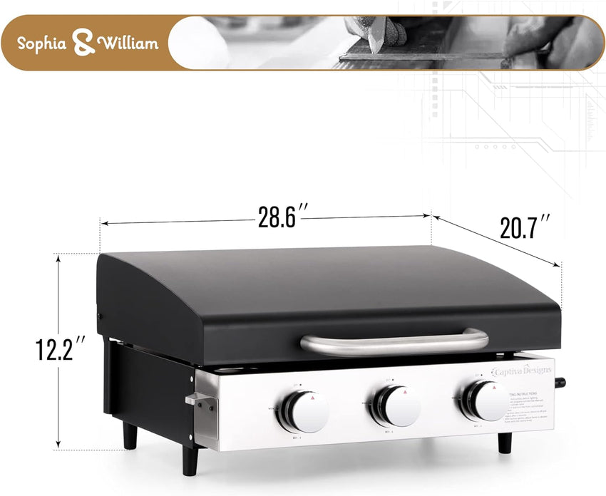 Burner Gas grill with side burner and enameled cast iron grille 42.000BTU outdoor cooking stainless steel propane grill Garden grill. silver