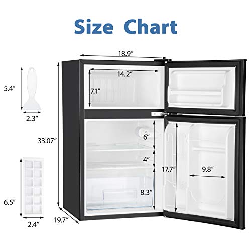 Euhomy Mini Fridge with Freezer. 3.2 Cu.Ft Mini Refrigerator with Freezer