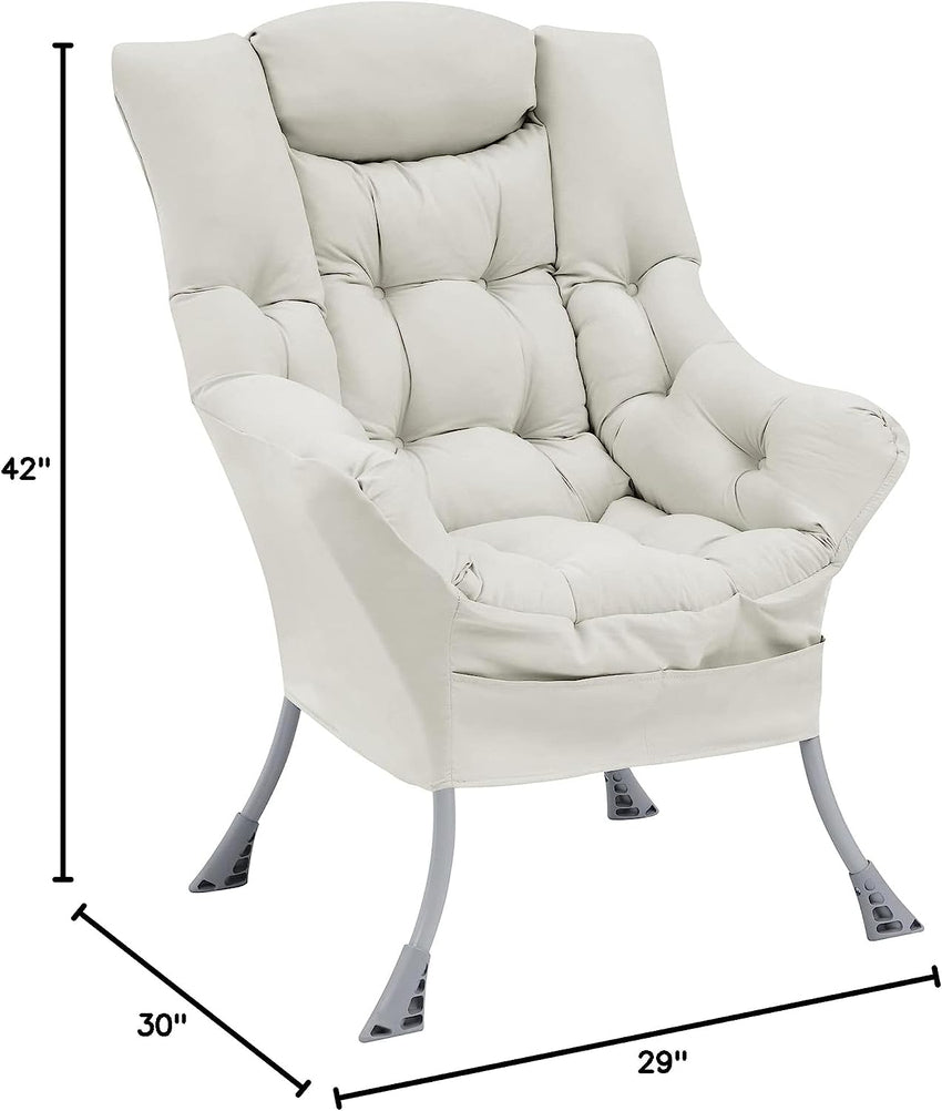 Living and More High Back Sofa Chair. Modern Fabric Lazy Chair. Accent Contemporary Lounge Chair. Cool Grey