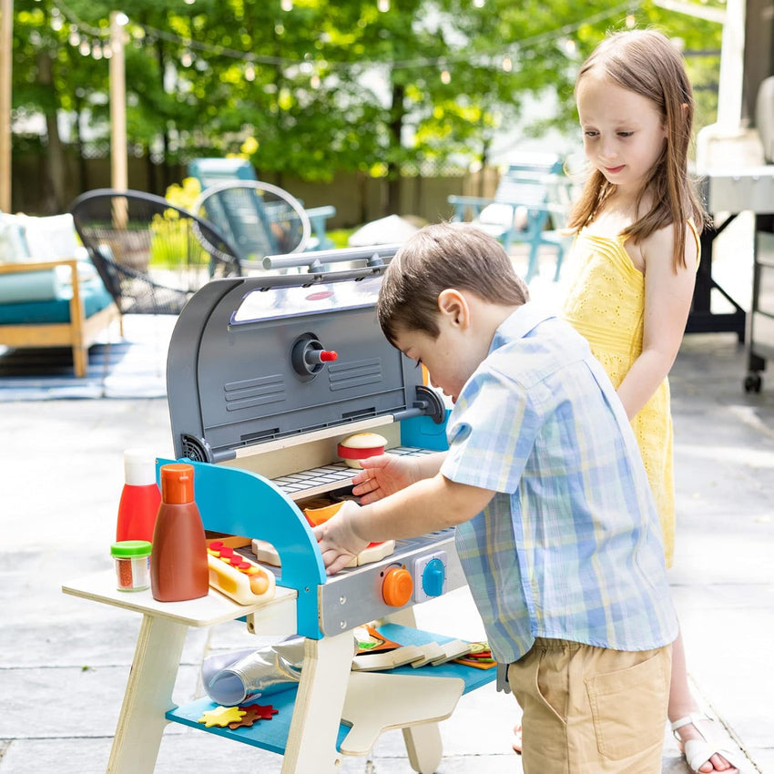 Wooden Luxury Grill. Smoker and Pizza Oven Toy Food Toy for Kids Pretend Cooking