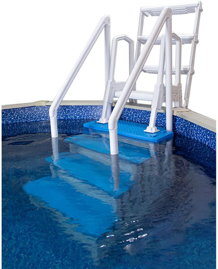 Select Anti-Slip in-Pool Steps | Gray | for Above Ground Swimming Pools | Can Mount to Decks 48 to 54 H | Safety Stairs Capacity Up to 300 lbs