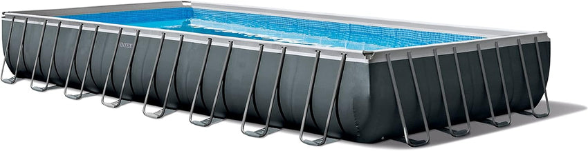 Rectangular Frame Above Ground Outdoor Swimming Pool Set with 1200 GPH Sand Filter Pump. Pool Cover and Ladder